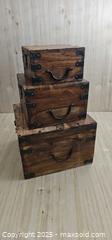 MaxSold Auction: Set of 3 Wooden/ Metal decor storage boxes   - Thorold (Ontario, Canada) SELLER MANAGED Downsizing Online Auction - Carleton Street North