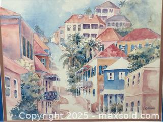 MaxSold Auction: Dana Wylder Watercolor Print of Caribbean Village - Campbell (California, USA) PARTNER MANAGED Estate Sale Online Auction - Dell Avenue