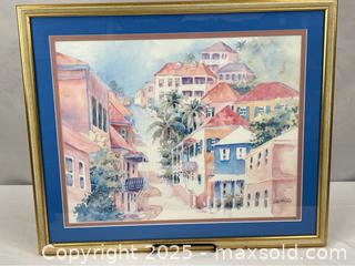 MaxSold Auction: Dana Wylder Watercolor Print of Caribbean Village - Campbell (California, USA) PARTNER MANAGED Estate Sale Online Auction - Dell Avenue