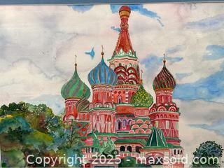 MaxSold Auction: Framed Watercolor Print St. Basil’s Cathedral In Moscow Russia - Campbell (California, USA) PARTNER MANAGED Estate Sale Online Auction - Dell Avenue