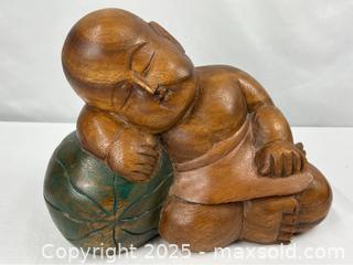 MaxSold Auction: Hand Carved Wood Sleeping Buddha Child - Campbell (California, USA) PARTNER MANAGED Estate Sale Online Auction - Dell Avenue