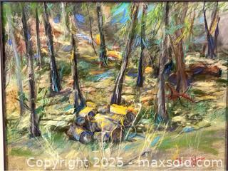 MaxSold Auction: Original Plein Air Pastel Painting of Forest Scene - Campbell (California, USA) PARTNER MANAGED Estate Sale Online Auction - Dell Avenue