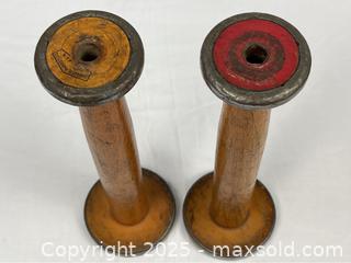 MaxSold Auction: Pair of Antique Wooden Textile Spools - Campbell (California, USA) PARTNER MANAGED Estate Sale Online Auction - Dell Avenue