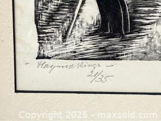 MaxSold Auction: Signed 1932 Antique Lithograph “Haymaking” from Poland - Campbell (California, USA) PARTNER MANAGED Estate Sale Online Auction - Dell Avenue