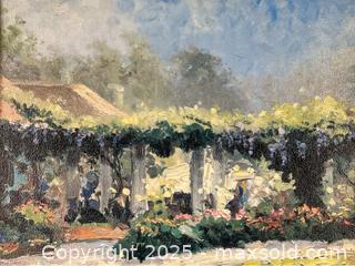 MaxSold Auction: Thomas Kinkade “Wisteria Arbor” Highlighted Canvas Lithograph  - Campbell (California, USA) PARTNER MANAGED Estate Sale Online Auction - Dell Avenue