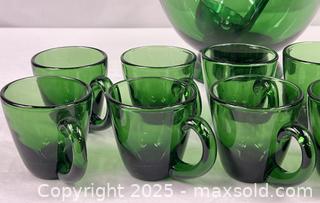 MaxSold Auction: Vintage MCM Blenko Green Glass Punch Bowl, Cups, and Ladle - Campbell (California, USA) PARTNER MANAGED Estate Sale Online Auction - Dell Avenue