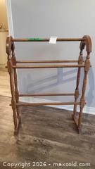 MaxSold Auction: Freestanding Quilt/Blanket/Towel Rack, Light/Medium Oak A - Ottawa (Ontario, Canada) PARTNER MANAGED Downsizing Online Auction - Sablewood Place
