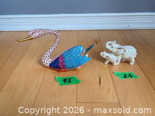 MaxSold Auction: Herend Fishnet Swan + Iridescent Japan Elephant Pair (Porcelain Lot) B - Ottawa (Ontario, Canada) PARTNER MANAGED Downsizing Online Auction - Sablewood Place