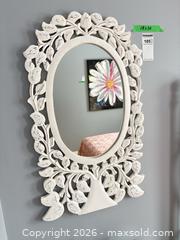 MaxSold Auction: Ornate White Distressed Carved Wood Oval Wall Mirror B - Ottawa (Ontario, Canada) PARTNER MANAGED Downsizing Online Auction - Sablewood Place