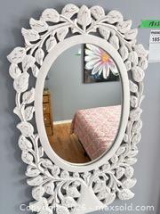 MaxSold Auction: Ornate White Distressed Carved Wood Oval Wall Mirror B - Ottawa (Ontario, Canada) PARTNER MANAGED Downsizing Online Auction - Sablewood Place