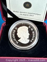 MaxSold Auction: 2012 Canada Proof Silver Dollar — NON Taxable 99.99% pure SILVER - Lincoln  (Ontario, Canada) SELLER MANAGED Downsizing Online Auction - Bartlett Road (STORAGE)