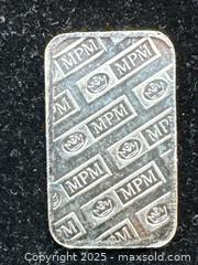 MaxSold Auction: MPM Monarch 5 Gram .999 Fine Silver Bullion Bar *TAX FREE* - Lincoln  (Ontario, Canada) SELLER MANAGED Downsizing Online Auction - Bartlett Road (STORAGE)