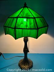 MaxSold Auction: Tiffany-Style Stained Glass Table Lamp with Green Shade - Lincoln  (Ontario, Canada) SELLER MANAGED Downsizing Online Auction - Bartlett Road (STORAGE)