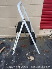 MaxSold Auction: 2-Step Folding Step Stool, Metal Frame, White &#38; Black - Decatur (Georgia, USA) SELLER MANAGED Moving Online Auction - Snapfinger Woods Drive (STORAGE)