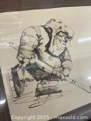 MaxSold Auction: Framed Pen and Ink Illustration on Paper “The Penalty Shot” - Aurora (Ontario, Canada) SELLER MANAGED Moving Online Auction - Goulding Avenue (STORAGE)
