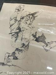 MaxSold Auction: Framed Pen and Ink Illustration on Paper “Wind Up” - Aurora (Ontario, Canada) SELLER MANAGED Moving Online Auction - Goulding Avenue (STORAGE)