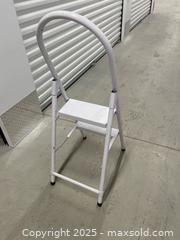 MaxSold Auction: White Metal Folding Step Ladder - Aurora (Ontario, Canada) SELLER MANAGED Moving Online Auction - Goulding Avenue (STORAGE)
