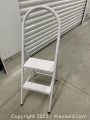 MaxSold Auction: White Metal Folding Step Ladder - Aurora (Ontario, Canada) SELLER MANAGED Moving Online Auction - Goulding Avenue (STORAGE)