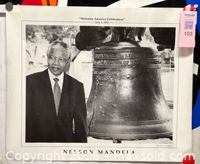 MaxSold Auction: 1993 Nelson Mandela Black & White Poster – Historic Political Image - Los Angeles (California, USA) SELLER MANAGED Reseller Online Auction - Devonshire Street