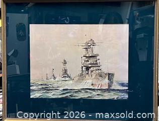 MaxSold Auction: Bismarck Battleship Naval Art Print – Framed & Matted - Los Angeles (California, USA) SELLER MANAGED Reseller Online Auction - Devonshire Street