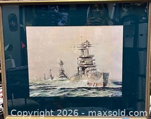 MaxSold Auction: Bismarck Battleship Naval Art Print – Framed & Matted - Los Angeles (California, USA) SELLER MANAGED Reseller Online Auction - Devonshire Street