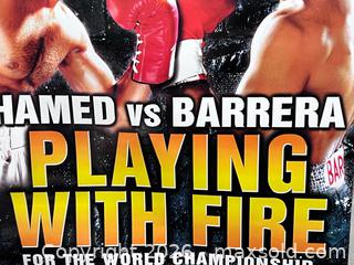 MaxSold Auction: Hamad vs Barrera “Playing with Fire” 2001 Boxing Promotional Poster – TV KO - Los Angeles (California, USA) SELLER MANAGED Reseller Online Auction - Devonshire Street