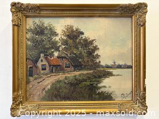 MaxSold Auction: Artist Signed J K Unger Dutch Landscape Oil Painting On Board - Toronto (Ontario, Canada) PARTNER MANAGED Reseller Online Auction - Railside Road