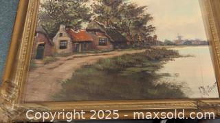 MaxSold Auction: Artist Signed J K Unger Dutch Landscape Oil Painting On Board - Toronto (Ontario, Canada) PARTNER MANAGED Reseller Online Auction - Railside Road