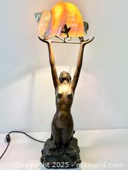 MaxSold Auction: Sensual Bronze Art Nouveau Nude Mermaid Iridescent Nautilus Shell Shade Table Lamp Artist Signed Marina Paris 1923 - Toronto (Ontario, Canada) PARTNER MANAGED Reseller Online Auction - Railside Road