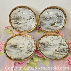 MaxSold Auction: Vintage set of 4 plates, Hand painted porcelain. - San Jose (California, USA) SELLER MANAGED Downsizing Online Auction - Paladin Drive