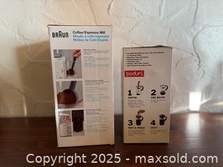 MaxSold Auction: Braun Coffee / Espresso Mill & Bodum Coffee Press - San Francisco (California, USA) SELLER MANAGED Estate Sale Online Auction - Kenwood Way
