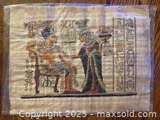 MaxSold Auction: Hand Painted Ancient Egyptian Papyrus Replica From Temple Walls-SIGNED - San Francisco (California, USA) SELLER MANAGED Estate Sale Online Auction - Kenwood Way