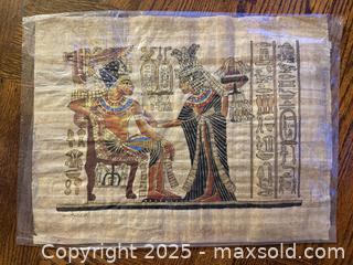MaxSold Auction: Hand Painted Ancient Egyptian Papyrus Replica From Temple Walls-SIGNED - San Francisco (California, USA) SELLER MANAGED Estate Sale Online Auction - Kenwood Way