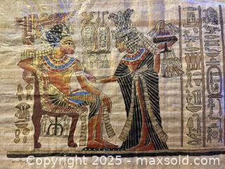 MaxSold Auction: Hand Painted Ancient Egyptian Papyrus Replica From Temple Walls-SIGNED - San Francisco (California, USA) SELLER MANAGED Estate Sale Online Auction - Kenwood Way