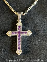 MaxSold Auction: Sterling Silver and Amethyst Cross with Chain - San Francisco (California, USA) SELLER MANAGED Estate Sale Online Auction - Kenwood Way