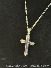 MaxSold Auction: Sterling Silver and Amethyst Cross with Chain - San Francisco (California, USA) SELLER MANAGED Estate Sale Online Auction - Kenwood Way