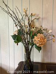 MaxSold Auction: Vintage Faux Flowers in Glass Cylindrical Vase - San Francisco (California, USA) SELLER MANAGED Estate Sale Online Auction - Kenwood Way