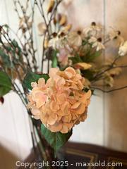 MaxSold Auction: Vintage Faux Flowers in Glass Cylindrical Vase - San Francisco (California, USA) SELLER MANAGED Estate Sale Online Auction - Kenwood Way