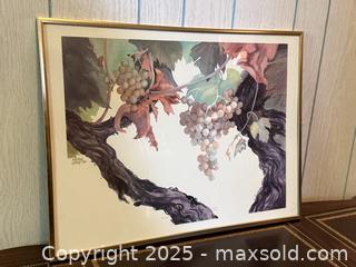 MaxSold Auction: Vintage Framed Art: Grapes on the Vine by Marge Gray 1984 - San Francisco (California, USA) SELLER MANAGED Estate Sale Online Auction - Kenwood Way