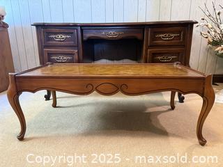 MaxSold Auction: Vintage French Country Wooden Coffee Table with Leather Top and Gold Edge - San Francisco (California, USA) SELLER MANAGED Estate Sale Online Auction - Kenwood Way