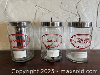 MaxSold Auction: Vintage Glass Cotton, Gauze, & Tongue Depressor Containers - San Francisco (California, USA) SELLER MANAGED Estate Sale Online Auction - Kenwood Way