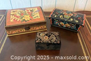 MaxSold Auction: Vintage Handmade Floral Paisley Jewlery Trinket Boxes - San Francisco (California, USA) SELLER MANAGED Estate Sale Online Auction - Kenwood Way