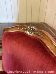 MaxSold Auction: Vintage Louis XV Carved Red Velvet Armchair - San Francisco (California, USA) SELLER MANAGED Estate Sale Online Auction - Kenwood Way