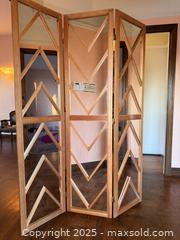 MaxSold Auction: Vintage Mirrored Wood Surround Chippendale Herringbone 3-Panel Floor Screen Room Divider - San Francisco (California, USA) SELLER MANAGED Estate Sale Online Auction - Kenwood Way