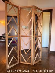 MaxSold Auction: Vintage Mirrored Wood Surround Chippendale Herringbone 3-Panel Floor Screen Room Divider - San Francisco (California, USA) SELLER MANAGED Estate Sale Online Auction - Kenwood Way