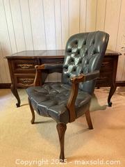 MaxSold Auction: Vintage Traditional Style Tufted Leather Chair W /Brass Nail Trim - San Francisco (California, USA) SELLER MANAGED Estate Sale Online Auction - Kenwood Way