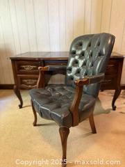 MaxSold Auction: Vintage Traditional Style Tufted Leather Chair W /Brass Nail Trim - San Francisco (California, USA) SELLER MANAGED Estate Sale Online Auction - Kenwood Way