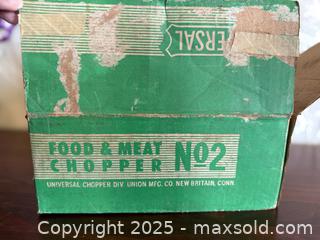 MaxSold Auction: Vintage Universal Food and Meat Chopper No. 2 With Box - San Francisco (California, USA) SELLER MANAGED Estate Sale Online Auction - Kenwood Way