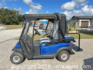 MaxSold Auction: Blue 4-Passenger Street/Utility Golf Cart with Rear Flip Seat - Polk City (Florida, USA) PARTNER MANAGED Downsizing Online Auction - Laynewade Road