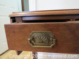 MaxSold Auction: Drop-Leaf Console Side Table, Wood with Burl Veneer - Toronto (Ontario, Canada) PARTNER MANAGED Downsizing Online Auction - Research Road (STORAGE)